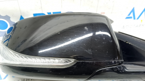 Side mirror right Infiniti QX30 17-15 pins, turn signal, backlight, black, non-original overlay, scratches