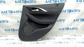 Door trim card rear right Infiniti QX30 17- black with black insert cloth, armrest black leather, molding black gloss, scratches
