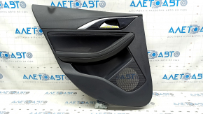 Door trim card rear left Infiniti QX30 17- black with black insert cloth, armrest black leather, molding black gloss, scratch