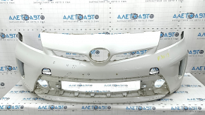Front bumper bare Toyota Prius 30 13-15 rest, white, dented, cracks, scratches