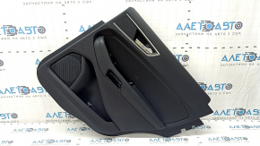 Door trim card rear right Ford Edge 19-23 black SEL, insert black leather, armrest black leather, with window lifter control trim, dent, plastic turned white, made