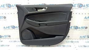 Door trim card front right Ford Edge 19-23 black, SEL, insert black leather, armrest black leather, with window lifter control trim, scratches, whitened plastic, made