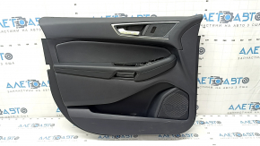 Door trim card front left Ford Edge 19-23 black SEL, insert black leather, armrest black leather, with window lifter control trim, scratches, whitened plastic, made