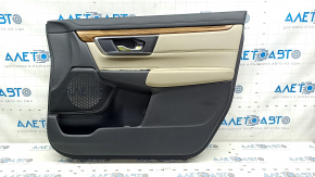 Door trim card front right Honda CRV 17-22 black, insert beige leather, armrest beige leather, molding under the tree