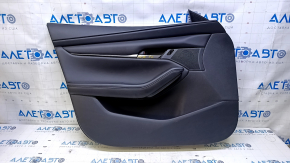 Door trim card front left Mazda 3 19-22 4d leather black, Mexico built, armrest leather black, insert black, molding chrome, scratches