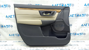 Door trim card front left Honda CRV 17-22 black, insert beige leather, armrest beige leather, molding under the tree, under the memory of seats
