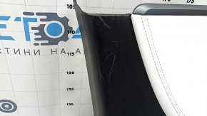 Lower left center pillar trim Tesla Model S 12-20 black, with white insert, broken mount, scratches, needs cleaning