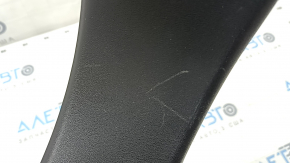 Lower left center pillar trim Tesla Model S 12-20 black, with white insert, broken mount, scratches, needs cleaning