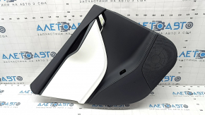 Door trim card rear left Tesla Model S 16-20 rest black leather, armrest leather white, suede insert, molding graphite, gray stitching, backlight, dents, scratches, for cleaning