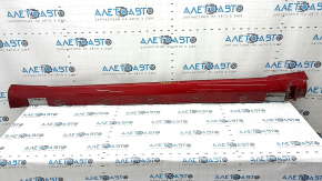 Left threshold Tesla Model S 12-20 type 2, red, dented, scratches, broken plug fasteners