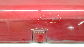 Left threshold Tesla Model S 12-20 type 2, red, dented, scratches, broken plug fasteners