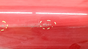 Left threshold Tesla Model S 12-20 type 2, red, dented, scratches, broken plug fasteners