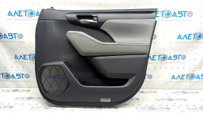 Door trim card front right Toyota Highlander 20-22 black, insert leather gray, armrest leather gray, dented