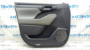 Door trim card front left Toyota Highlander 20-22 black, insert leather gray, armrest leather gray, crack on the trim
