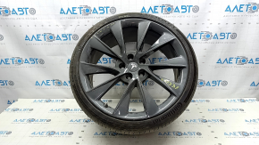 Set of wheels with tires R21 265/35 9J R21 245/35 8.5J Tesla Model S 12-20 with sensors, with caps, Continental, 5mm, curb, tears