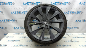 Set of wheels with tires R21 265/35 9J R21 245/35 8.5J Tesla Model S 12-20 with sensors, with caps, Continental, 5mm, curb, tears