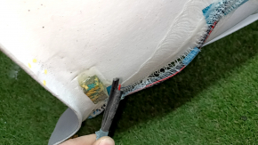 Toyota Camry v50 12-14 USA headliner without sunroof, gray, dry-cleanable, cracks, dents, trimmed chip