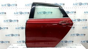 Door assembly rear left Ford Fusion mk5 13-20 keyless, red RR, web on overlay, scratches on overlay, bump