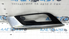 Front bumper grille left Ford Fusion mk5 17-18 under fog lights LED gloss, with chrome molding, sand