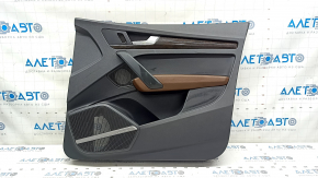 Door trim card front right Audi Q5 80A 18-20 black, with wood insert, armrest brown leather, Bang & Olufsen
