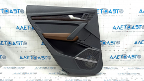 Door trim card rear left Audi Q5 80A 18-20 black, with wood insert, armrest brown leather, under curtain, Bang & Olufsen, broken fastening, scratches