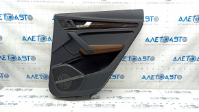 Door trim card rear right Audi Q5 80A 18-20 black, with wood insert, armrest brown leather, under curtain, Bang & Olufsen, scratches
