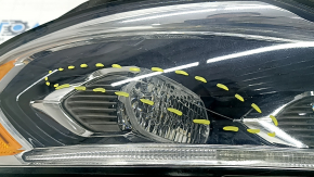 Front left headlight complete Ford Fusion mk5 17-20 LED with DRL, sand, scratches, broken mount