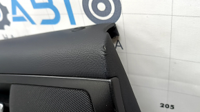 Door trim card rear left Ford Fusion mk5 17-20 titanium, black leather with black leather insert, leather armrest, gray molding, with window lifter trim, cracks, broken mount, scratches