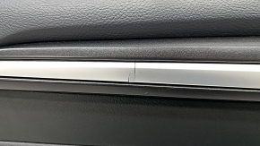 Door trim card rear left Ford Fusion mk5 17-20 titanium, black leather with black leather insert, leather armrest, gray molding, with window lifter trim, cracks, broken mount, scratches