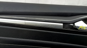 Door trim card front left Ford Fusion mk5 17-20 titanium, black with black insert leather, armrest leather, molding gray, with window lifter trim, cracks on molding, missing fra