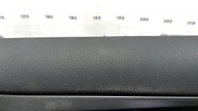 Door trim card front right Ford Fusion mk5 17-20 titanium, black with black insert leather, armrest leather, molding gray, with window lifter trim, plastic turned white, dent, cracks in 