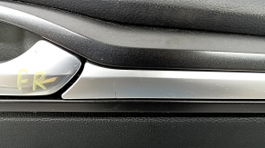 Door trim card front right Ford Fusion mk5 17-20 titanium, black with black insert leather, armrest leather, molding gray, with window lifter trim, plastic turned white, dent, cracks in 