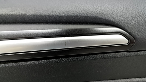 Door trim card front right Ford Fusion mk5 17-20 titanium, black with black insert leather, armrest leather, molding gray, with window lifter trim, plastic turned white, dent, cracks in 