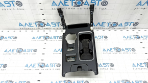 Center console trim with cup holders Ford Fusion mk5 17-20 black with chrome, chrome defect, scratches, peeling coating