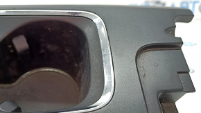 Center console trim with cup holders Ford Fusion mk5 17-20 black with chrome, chrome defect, scratches, peeling coating