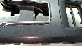 Center console trim with cup holders Ford Fusion mk5 17-20 black with chrome, chrome defect, scratches, peeling coating