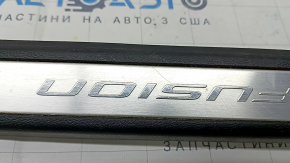 Door sill trim front left Ford Fusion mk5 13-20 black with chrome insert, scratches, broken mount