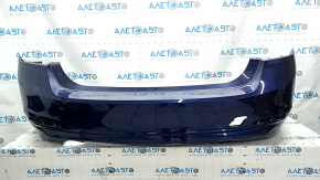 Bare rear bumper BMW 3 F30 320 16-18 without parking sensors and molding, blue, dented, scratches, cracks