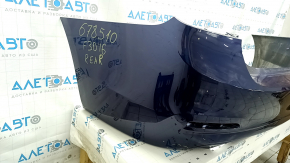 Bare rear bumper BMW 3 F30 320 16-18 without parking sensors and molding, blue, dented, scratches, cracks