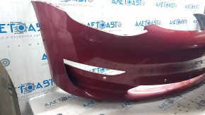 Front bumper bare Tesla Model 3 18 - for parking sensors, red PPMR, scratches scuffs