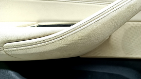 Door trim card front left BMW 5 G30 17-23 beige leather, dark wood insert, beige leather armrest, handle defect, scratches