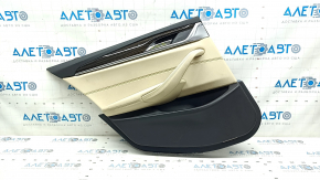 Door trim card rear left BMW 5 G30 17-23 leather dark blue, insert under dark wood, gloss, tear