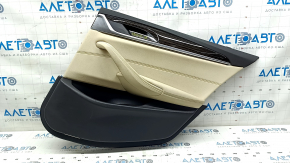 Door trim card rear right BMW 5 G30 17-23 beige leather, dark wood insert, beige leather armrest, bumpers