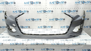 Bare front bumper Audi A6 C8 19 - for park assist and headlight washer, silver, scratches, broken fasteners