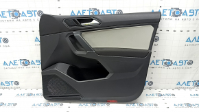 Door trim card front right VW Tiguan 18 - black, insert cloth gray, armrest leather black, with squeaker, scratches, dents, for dry cleaning
