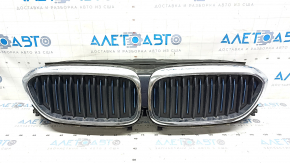 Radiator grill assembly BMW 5 G30 18- 530e hybrid, with radiator deflector blinds, chrome, sand