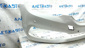 Bare front bumper BMW 5 G30 17-20 for parking sensors, white, broken fasteners, scratches