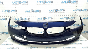 Bare front bumper BMW 3 F30 16-18 Basis, blue C10, scratches, dents, bumps