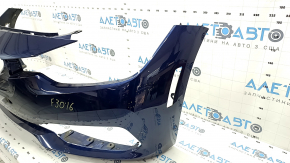 Bare front bumper BMW 3 F30 16-18 Basis, blue C10, scratches, dents, bumps