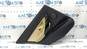 Door trim card rear left BMW 3 F30 12-18 leather black, lining ebony, insert and armrest leather beige, with black molding and backlight, butt, scratch